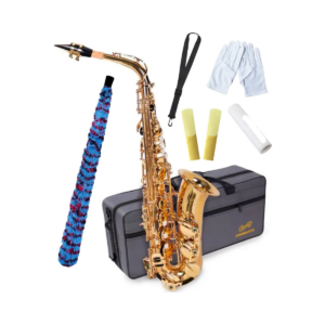 Saxofone Alto Dominante Mib Laqueado Dourado Estojo Acessorios