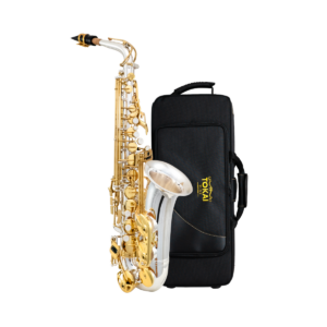 Saxofone Alto Tokai TSA-200PG Mib Prata Chaves Douradas